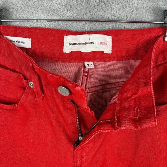 VTG Paper Denim and Cloth Jeans Jayne Wide Leg Mid Rise 27 Chili Red Designer - Picture 7 of 16